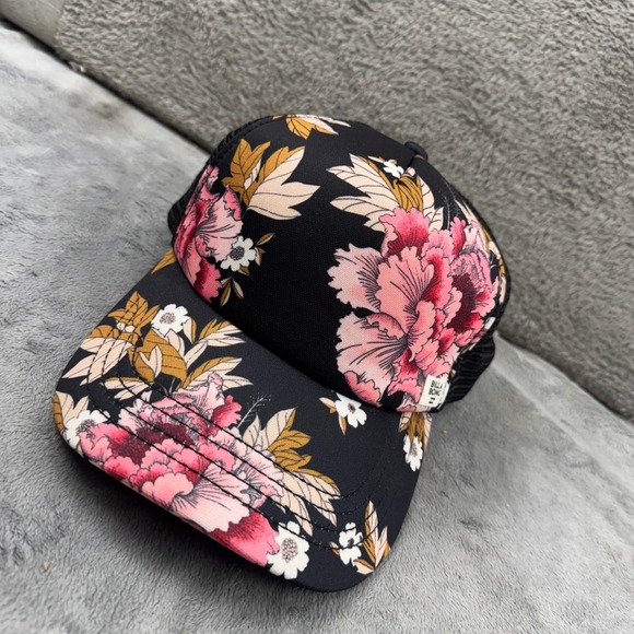 Billabong Accessories - Billabong Trucker Hat Womens OS Black Pink Floral Snapback Mesh Cap Excellent